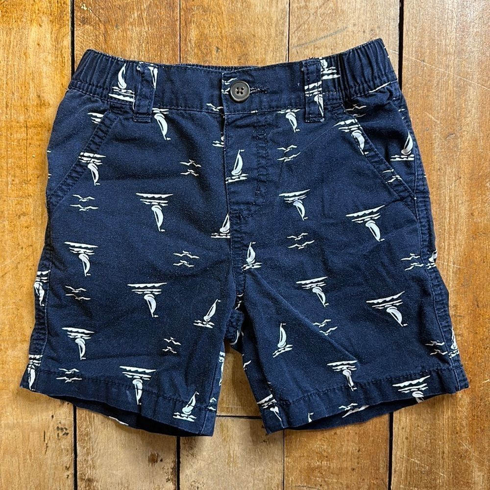 Gymboree Boys size 18 to 24 months Blue Cotton Shorts sailing nautical summer